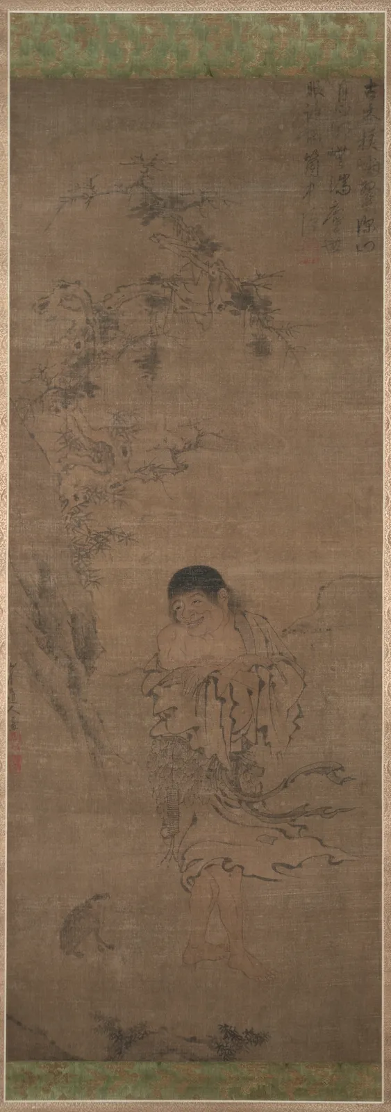 Yuan dynasty hanging scroll of Liu Haichan with a toad.