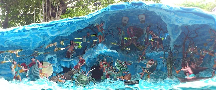 Haw Par Villa diorama of the Eight Immortals battling the Dragon King.