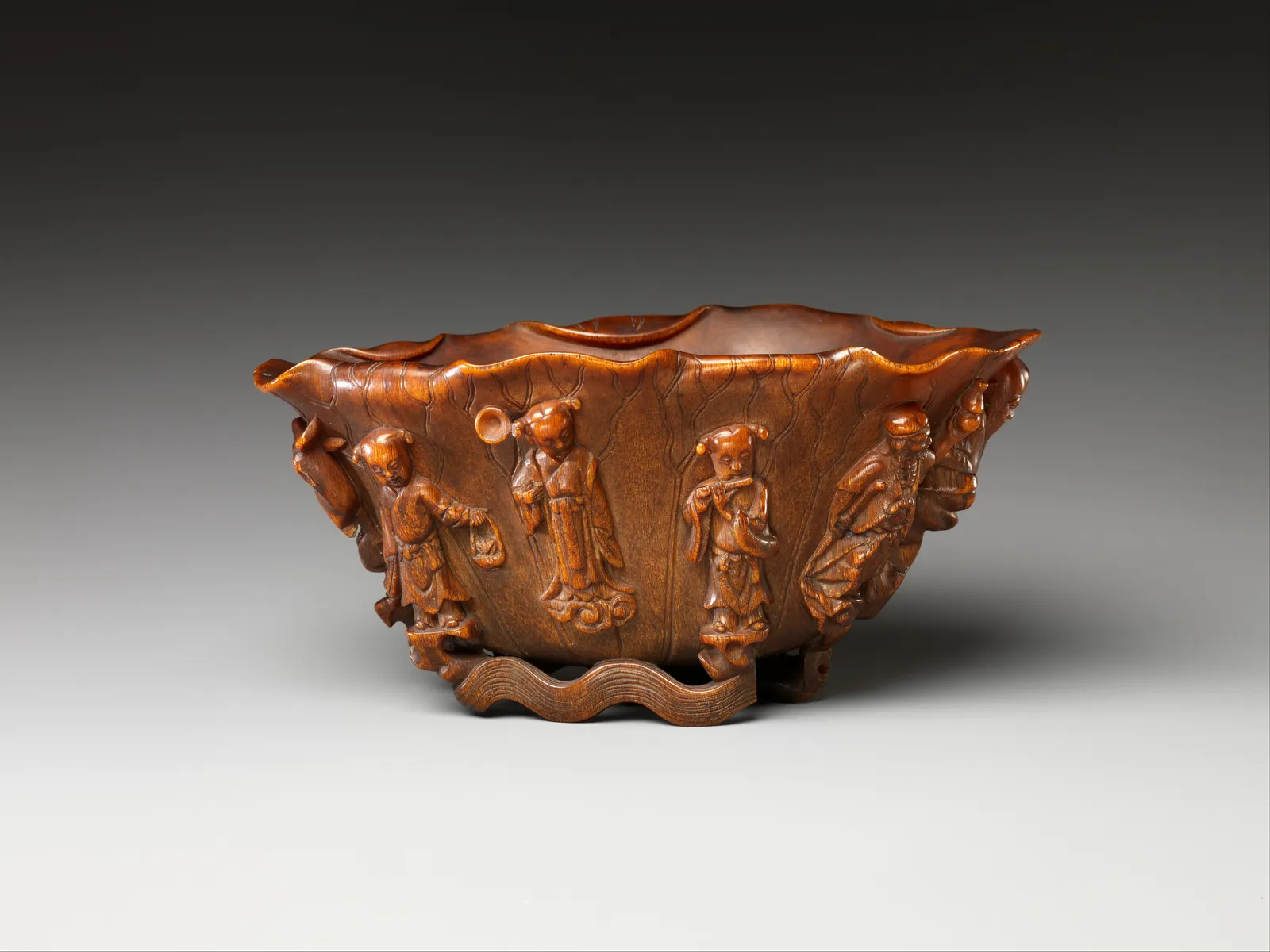 Rhinoceros horn cup carved with the Eight Daoist Immortals.